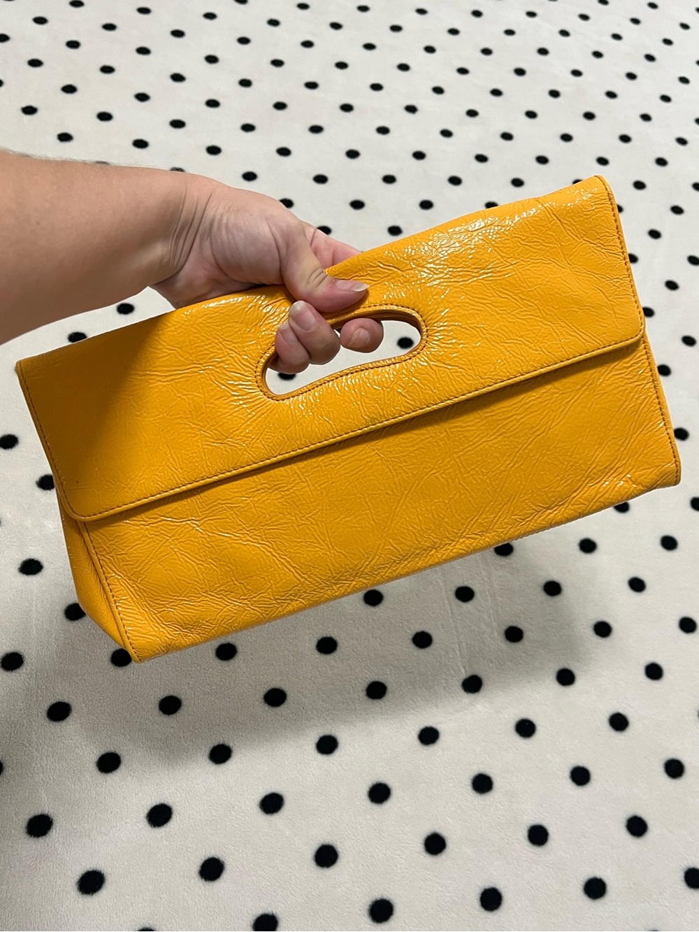 HOBO International Y2K Katrina Mustard Patent Leather Clutch